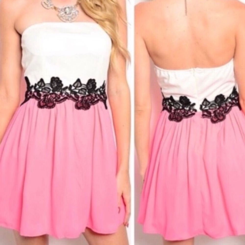 hot pink and white dress